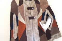 Vintage suede patchwork cape faux fur