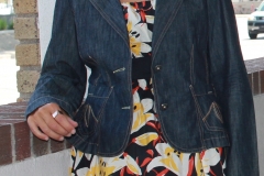 denim jacket with silk dress