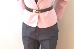 Belted blazer with graphic tee